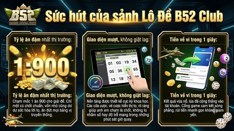 Đánh lô đề B52 Club với tỷ lệ trả thưởng cao 1 ăn 900