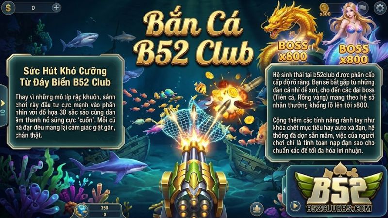 Giao diện 3D sống động tại sảnh bắn cá B52 Club