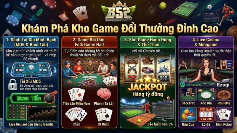 Sảnh Tài Xỉu MD5 và các tựa game bài dân gian hot nhất tại B52